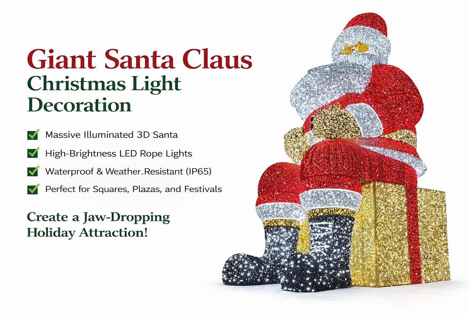 giant santa claus christmas light decoration outdoor led holiday lighting display banner