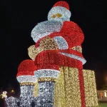 giant santa claus christmas light decoration installation in uk city square holiday lighting project
