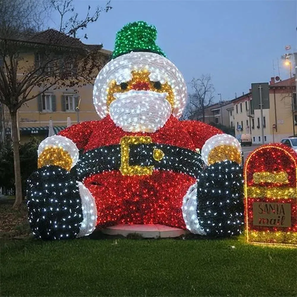 Giant Santa Claus Christmas Light Decoration giant santa claus light decoration outdoor christmas motif lighting installation for holiday festival display