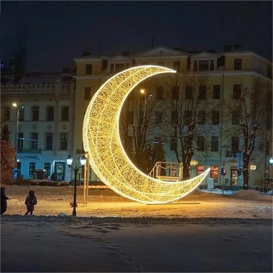 Large Ramadan Moon Decoration Outdoor LED Lighting large ramadan moon decoration outdoor led motif lighting for eid festival city landmark display