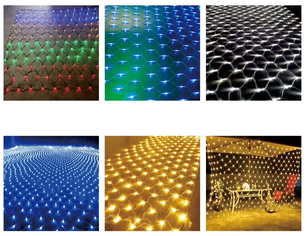 LED net lights for outdoor decorative lighting available in multi color cool white and warm white
