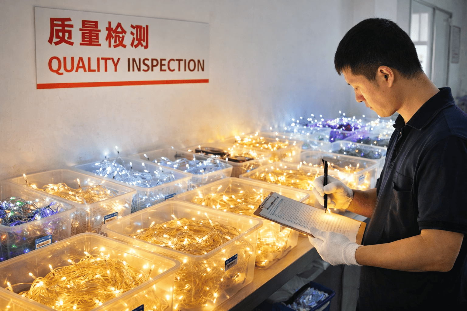 LED string light quality inspection process at Chengyi Lighting Co., Ltd. factory
