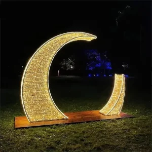 large ramadan crescent moon light outdoor decoration motif lighting for eid festival street display