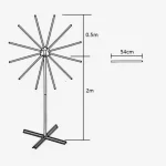 RGBIC firework LED decorative light dimension diagram showing 2 meter height and 54 cm LED tube length for outdoor motif lighting