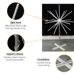 RGBIC firework LED decorative light structure showing plastic LED tubes stainless steel support column and cross base foundation for outdoor motif lighting