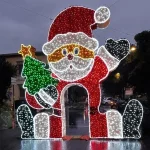 santa claus christmas arch light decoration installed on city street in usa holiday lighting project
