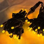Warm white outdoor LED string lights with black rubber cable waterproof decorative lights for Christmas and wedding decoration