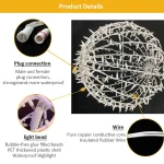 waterproof LED ball light details showing plug connection LED beads and insulated rubber wire for outdoor decorative lighting