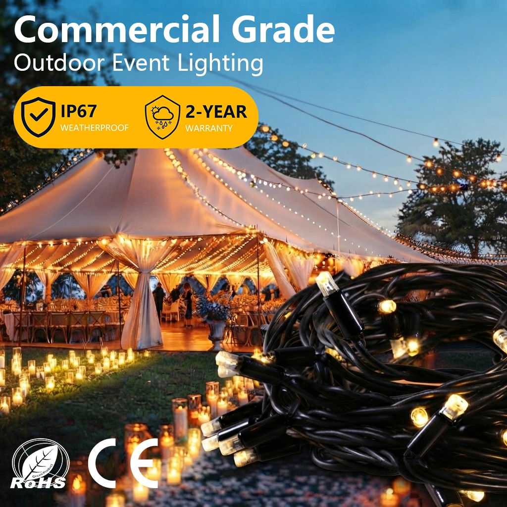 Commercial Outdoor Event H03RN Rubber String Lights H03RN rubber string lights for commercial outdoor event lighting with warm white LEDs and IP67 rating