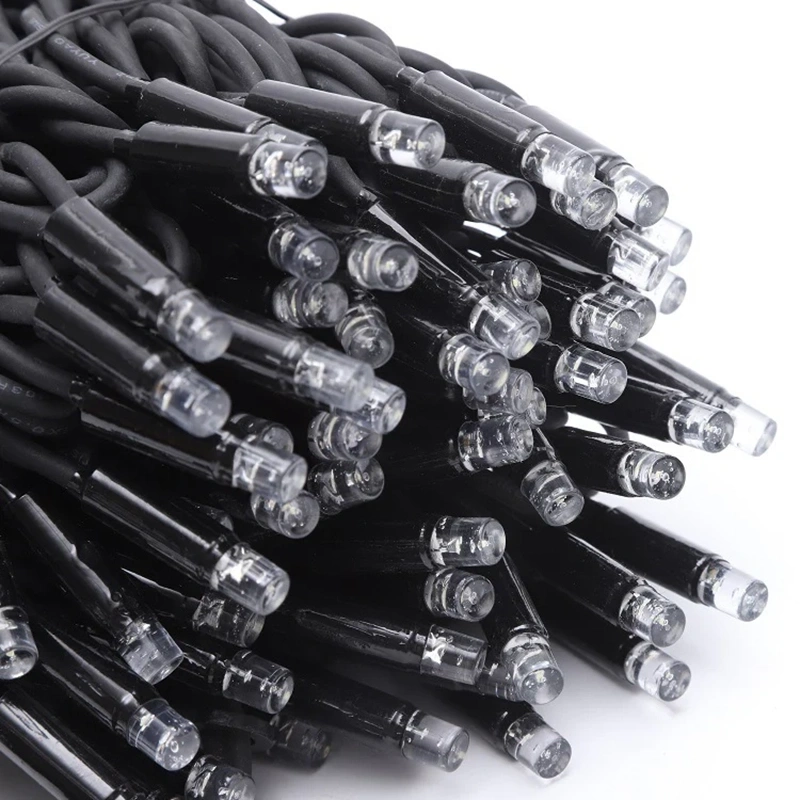 Black Cable LED String Light Bundle Bundled black cable LED string lights with clear LED caps for project lighting supply