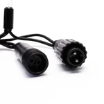 LED string light connector plug detail for commercial outdoor lighting installation