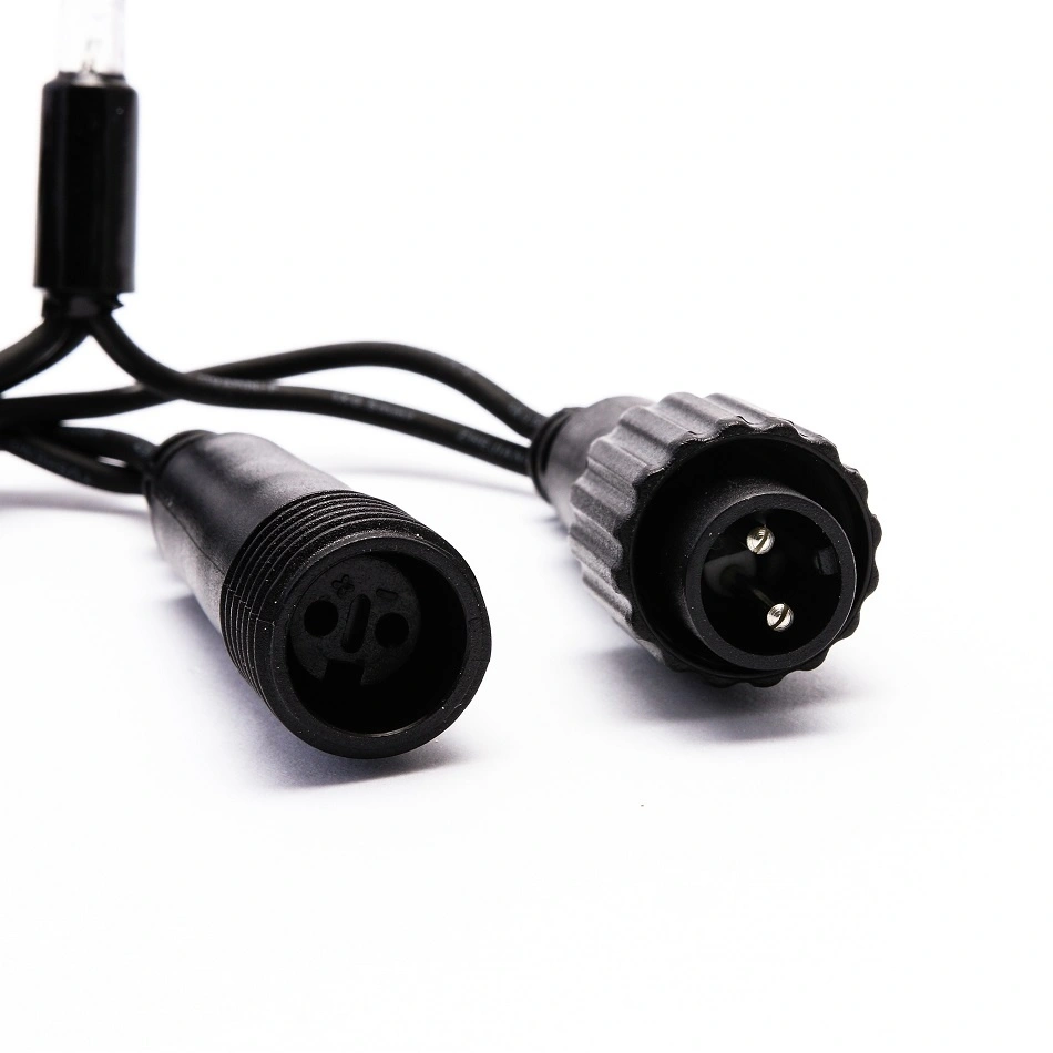 LED String Light Connector Detail LED string light connector plug detail for commercial outdoor lighting installation