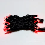 Red LED fairy string lights with black cable for festival decoration
