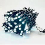 Cool white LED fairy string lights with black wire for garden and event projects
