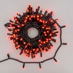 Red LED string lights on black PVC wire for holiday and commercial display projects