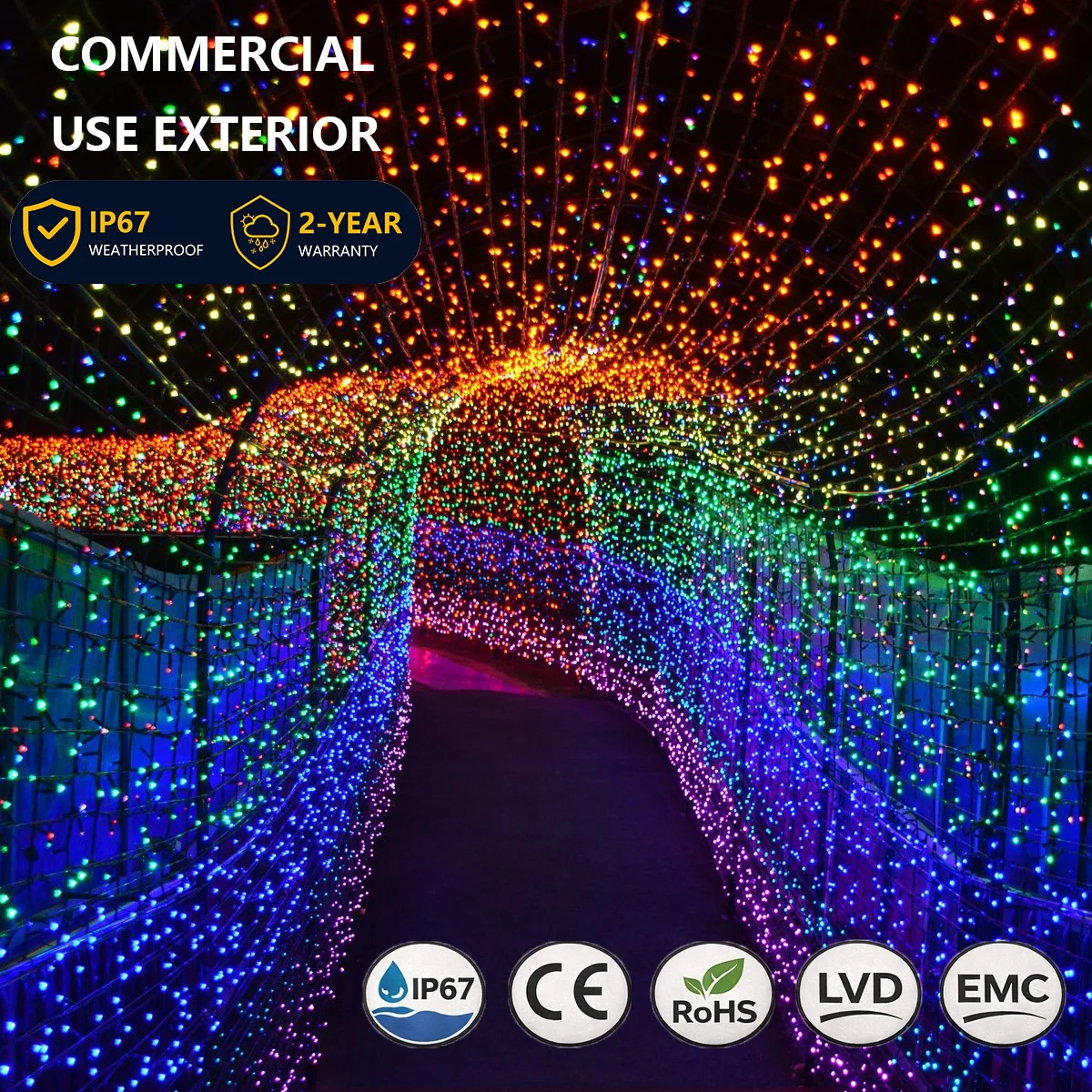 24V multi-color LED Christmas string lights with 8 modes