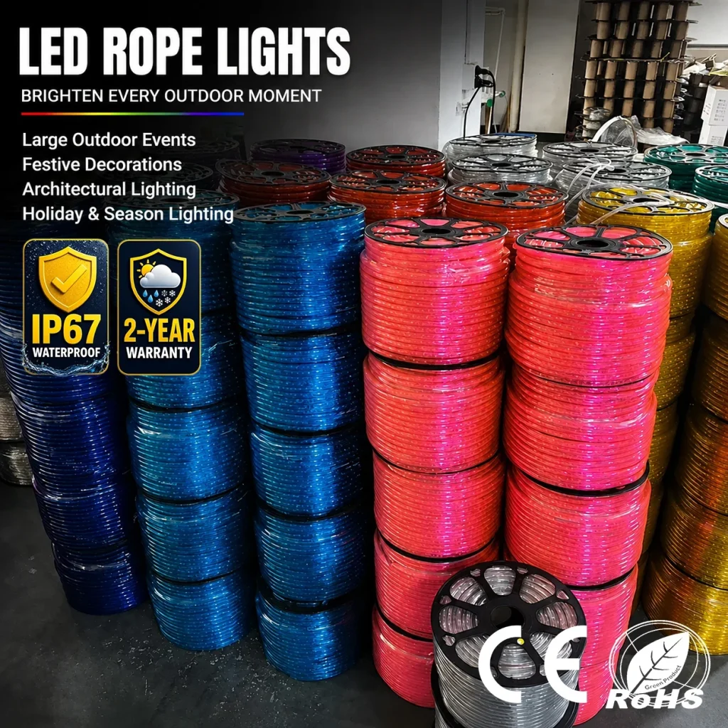 50M Roll IP67 LED PVC Rope Lights - RGB Cuttable Outdoor Spool