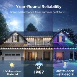 smartphone app control for permanent outdoor RGBIC roofline lights