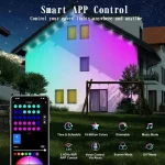 RGBIC addressable roofline lights displaying multicolour chasing effects