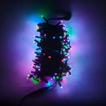 black wire RGB pixel string light with app control