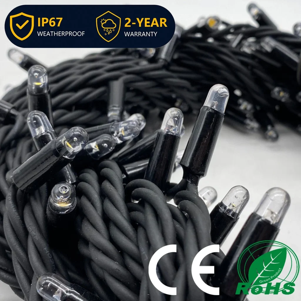 connectable rubber cable string lights with sealed LED beads