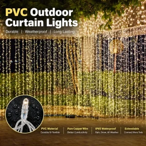 custom size LED waterfall curtain lights for outdoor window decor