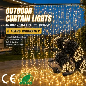 IP65 1000 LED outdoor curtain lights for wedding event backdrop